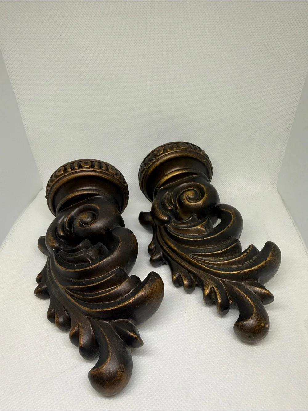 Antique Bronze Finials - Decorative Pair- set of 2- resin with attached screws
